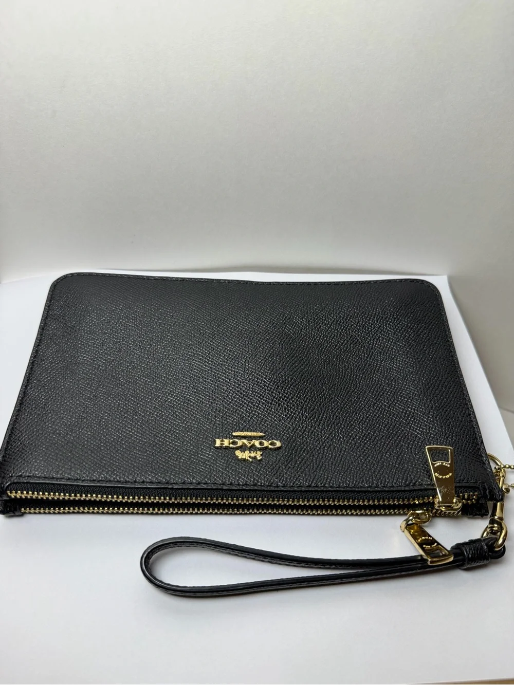 Coach Black Saffiano Leather Wristlet